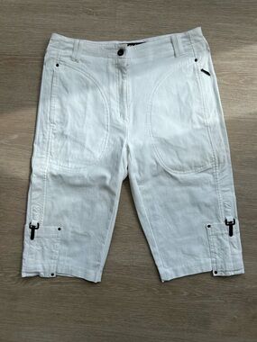 Vintage Jamie Sadock White Cargo Shorts with Utility Tabs and Black Hardware